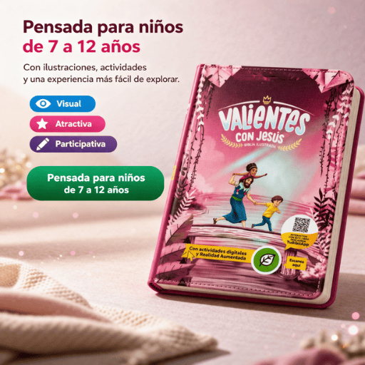 biblia infantil con estuche y canto rosado