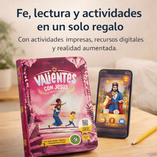 biblia infantil con estuche y canto rosado