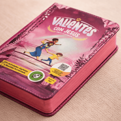 biblia infantil con estuche y canto rosado
