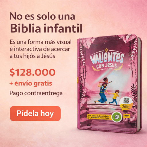 biblia infantil con estuche y canto rosado