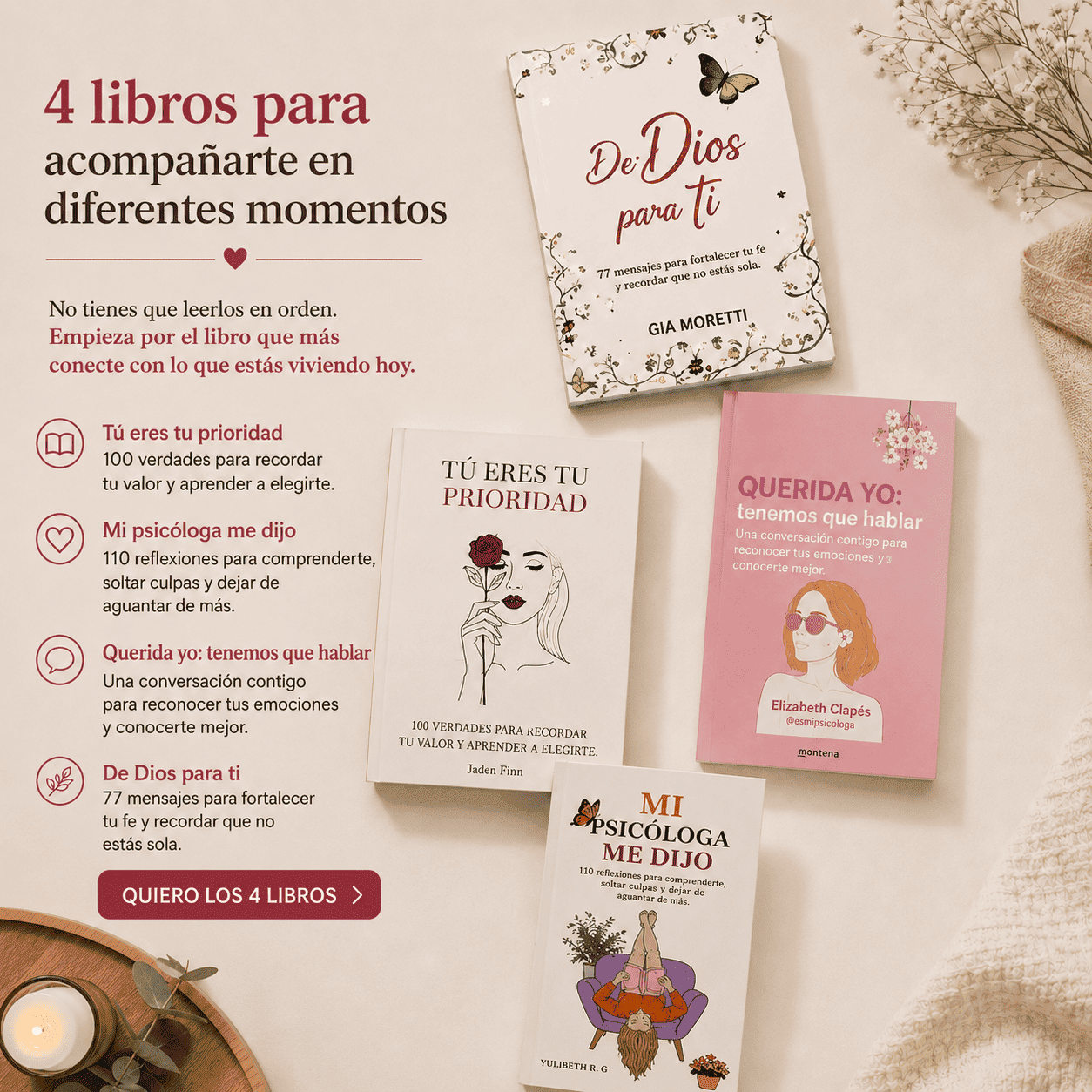 Combo Vuelve a Elegirte – 4 Libros de Amor Propio, Límites y Fe